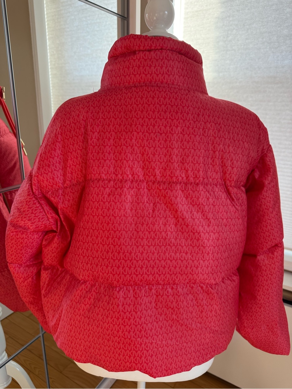 Michael Kors Bright Red Quilted Puffer Jacket with Gold Hardware - Picture 2 of 3
